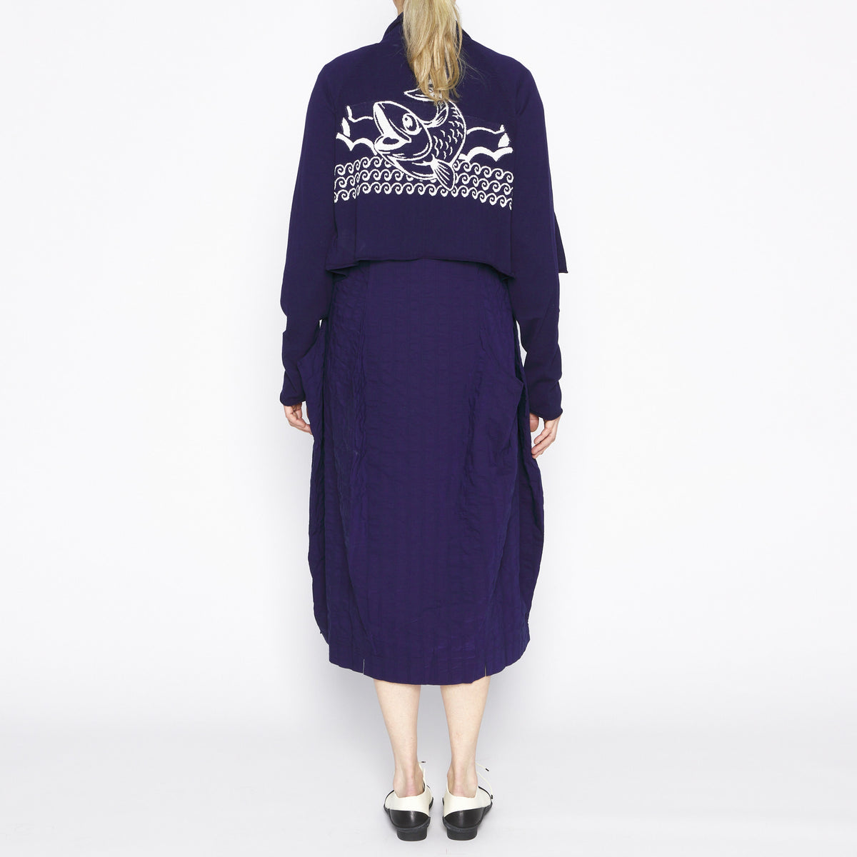 Navy Ivory Jacquard Cardigan