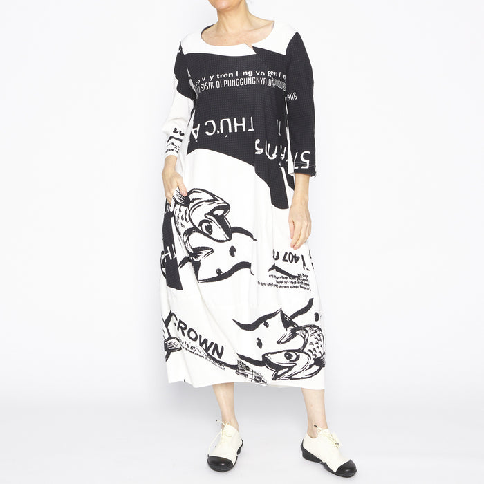 Black Ivory Print Dress