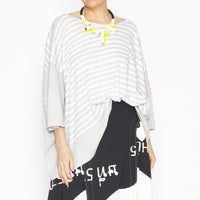 Grey Print Panel T Shirt