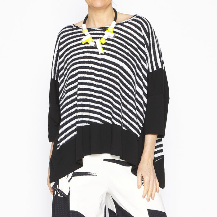 Black Print Panel T Shirt