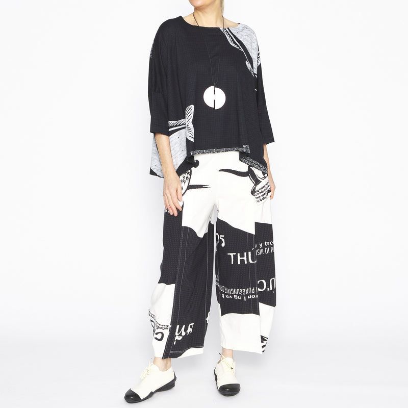 Boxy Black Print T Shirt