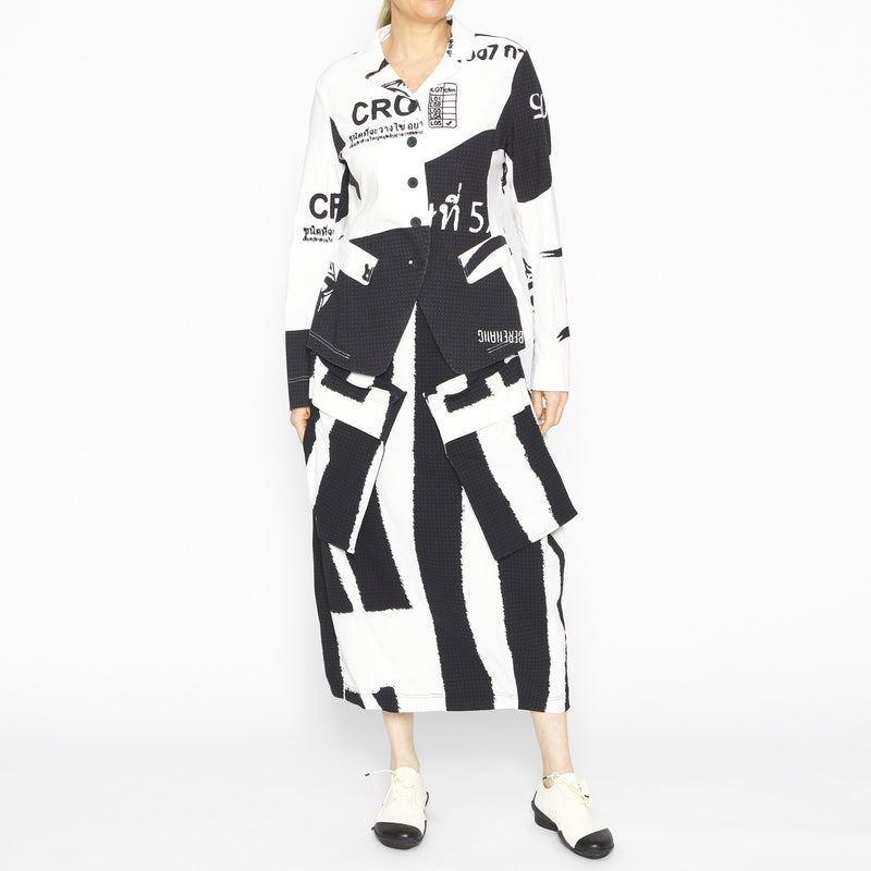 Black Print Fitted Jacket