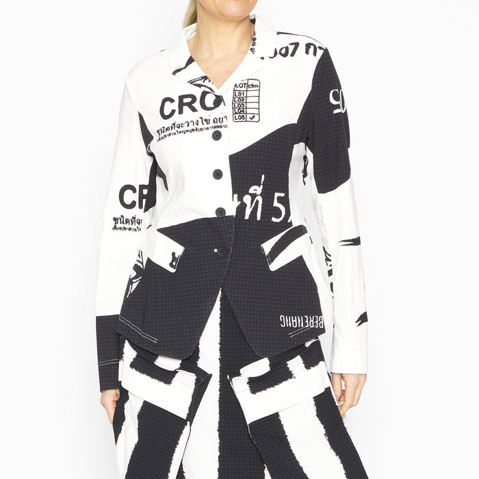 Black Print Fitted Jacket