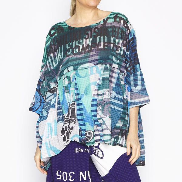 Colourful Print Gather Top