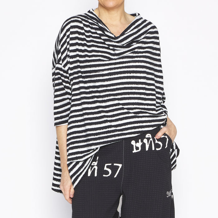 Black Striped Print T Shirt