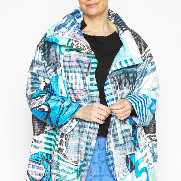 Colorful Print Zipper Coat