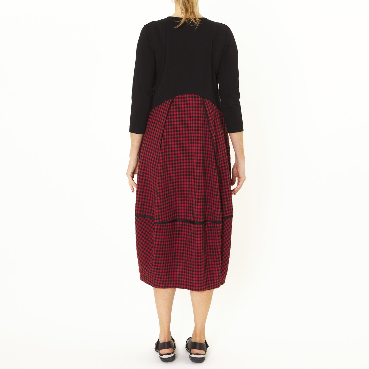 Archer Rouge Check Dress w/ 3/4 Sleeves