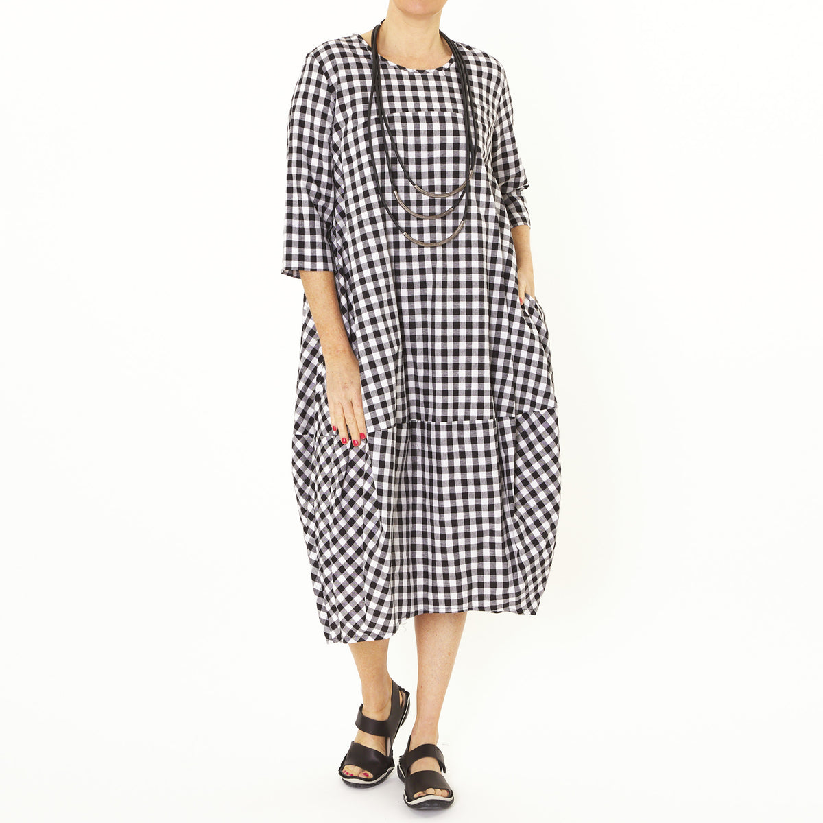 Frida Black & White Check Dress