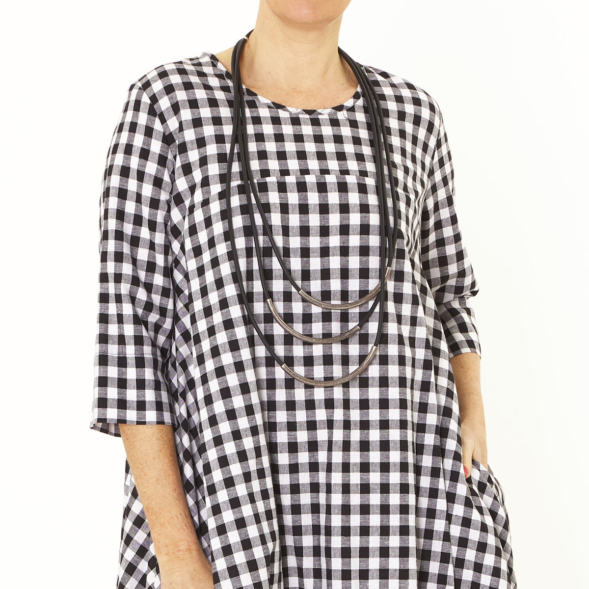 Frida Black & White Check Dress