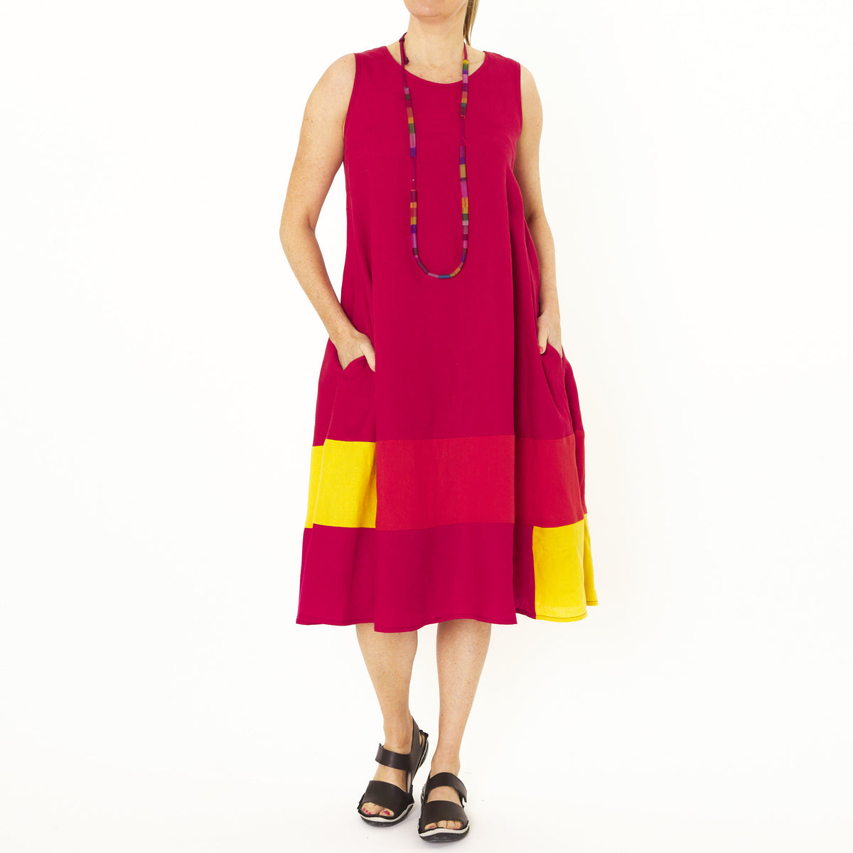 Onyx Red Linen Multi Dress