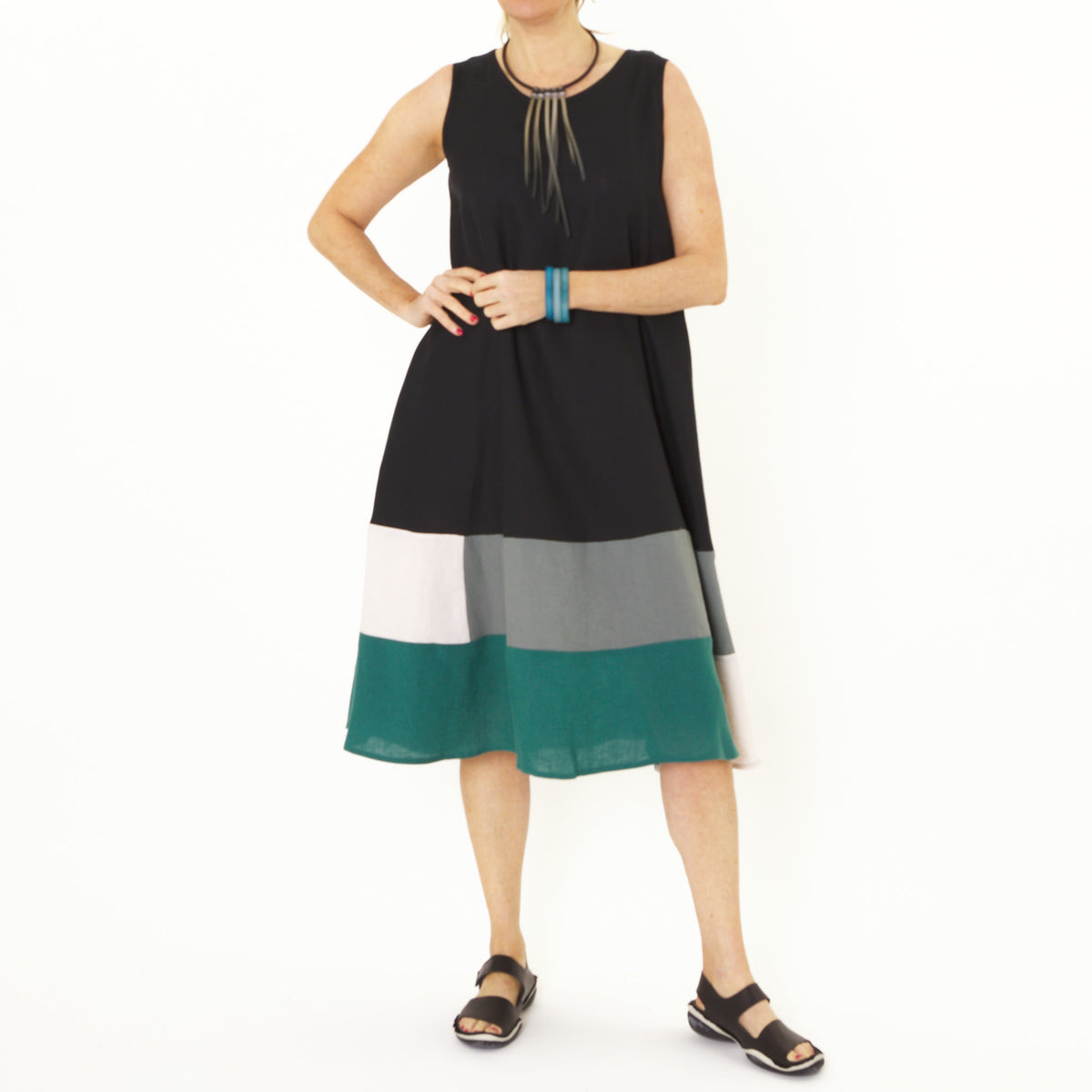 Onyx Black Linen Multi Dress