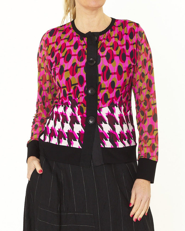 Button Cardi Houndstooth