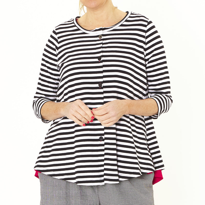 Casey Black White Stripe Cardigan