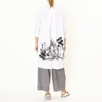 Angie White Shirt with Abstract Black Print