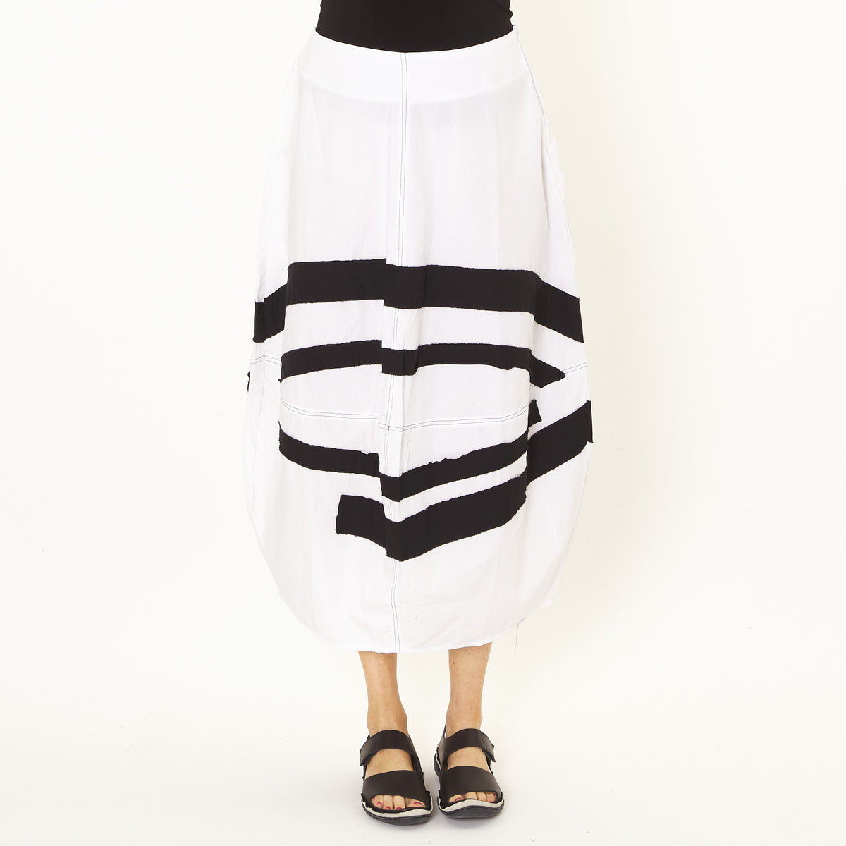 White with Black Skirt