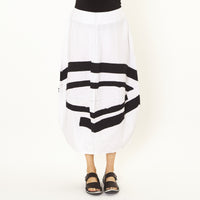 White with Black Skirt