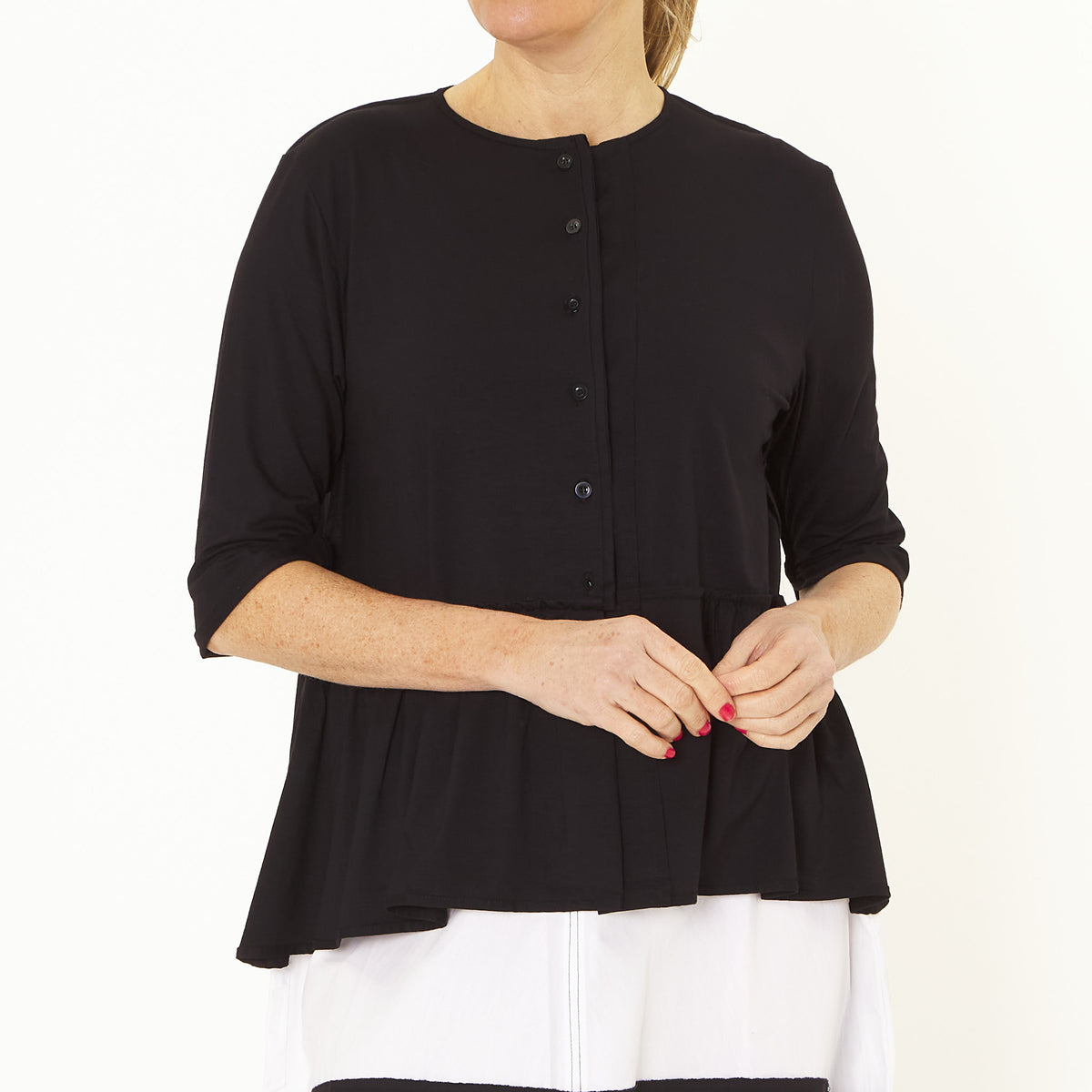 Button Black Jacket Top