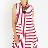 Bop Cherry Ivory Stripe Dress