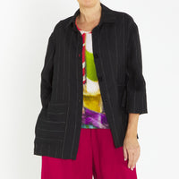 Lucy Black Pinstripe Linen Jacket