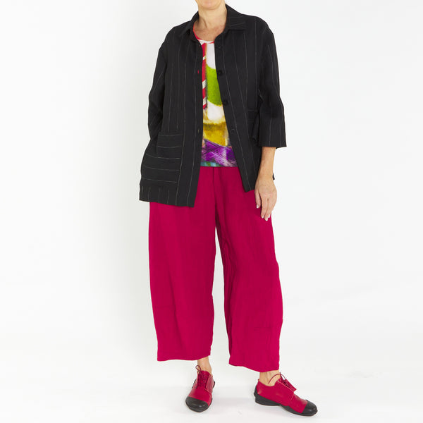 Lucy Black Pinstripe Linen Jacket