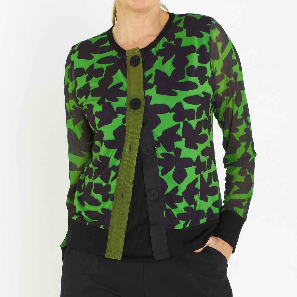 Button Cardi Green Canopy