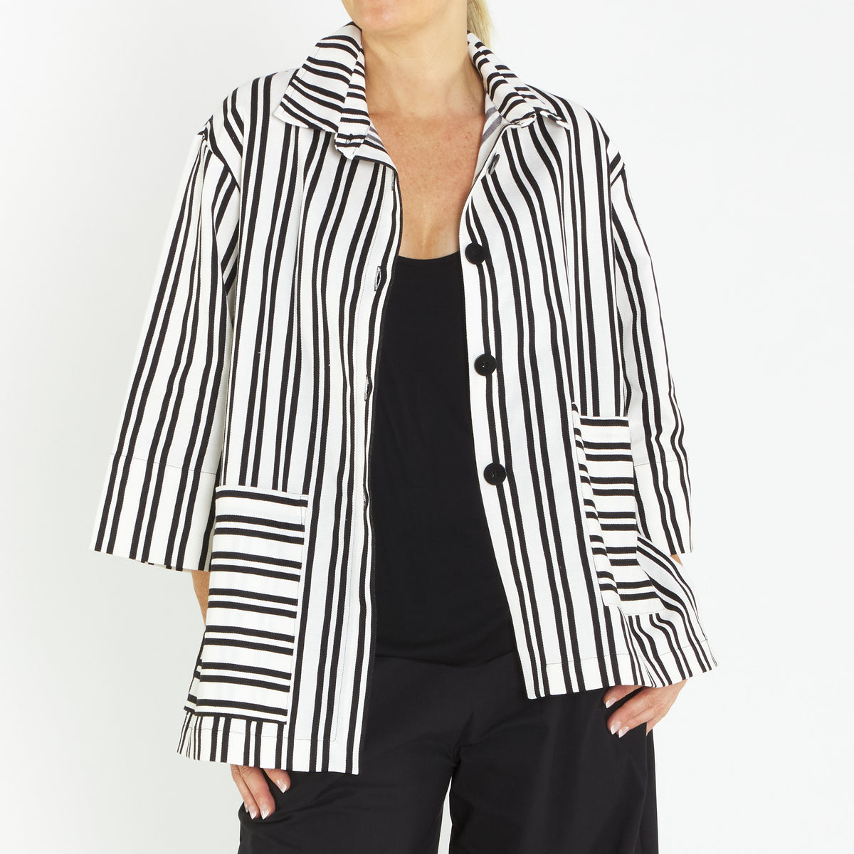 Lucy Ivory Black Linen Jacket