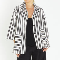 Lucy Ivory Black Linen Jacket