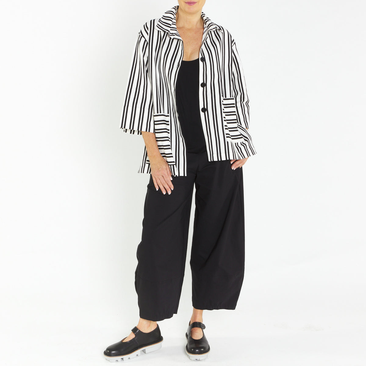 Lucy Ivory Black Linen Jacket