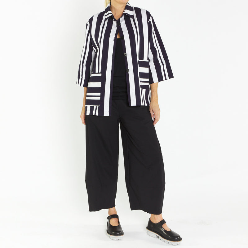 Lucy Navy Stripe Linen Jacket