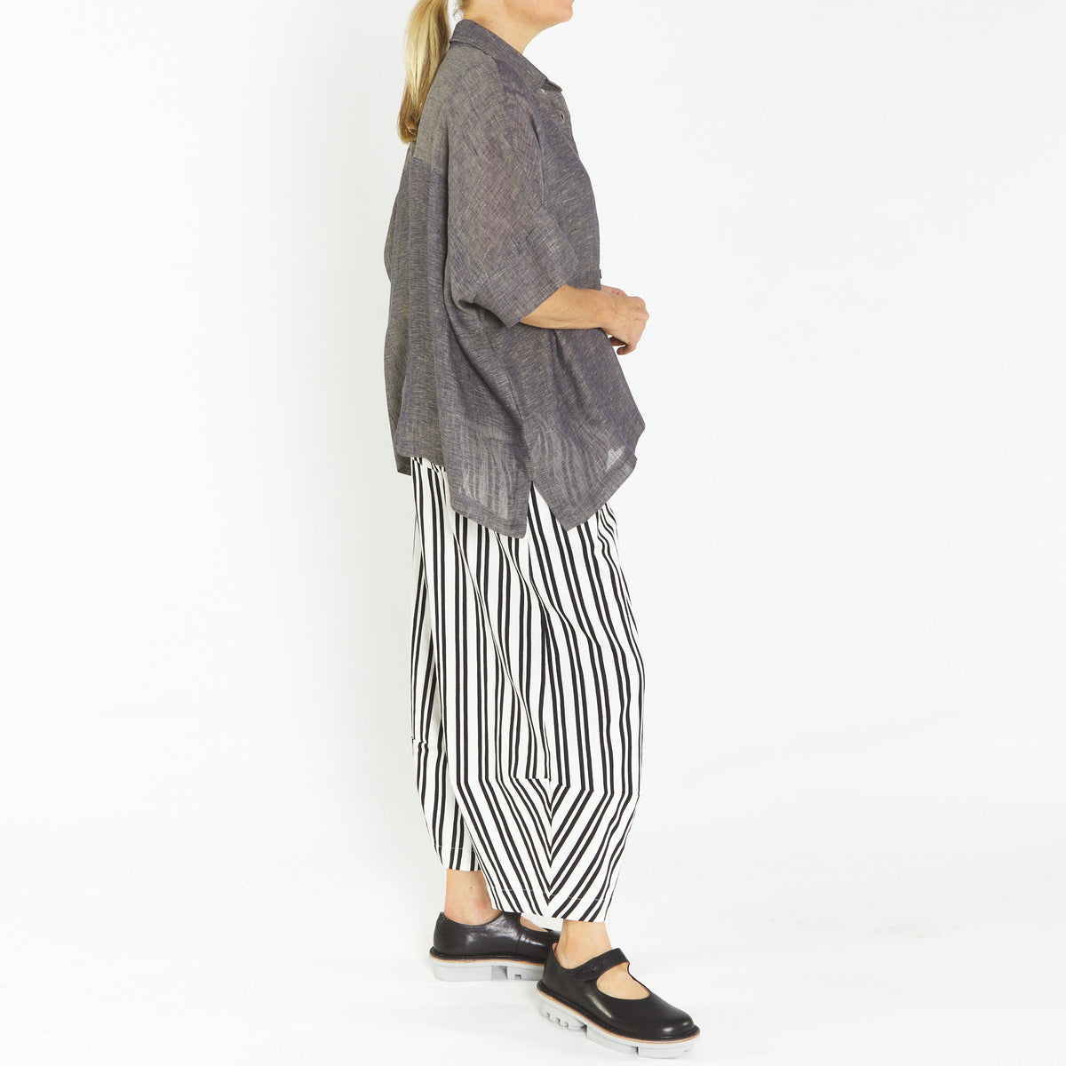 Alpha Ivory Black Stripe Pant