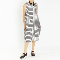 Bop Ivory Black Stripe Dress