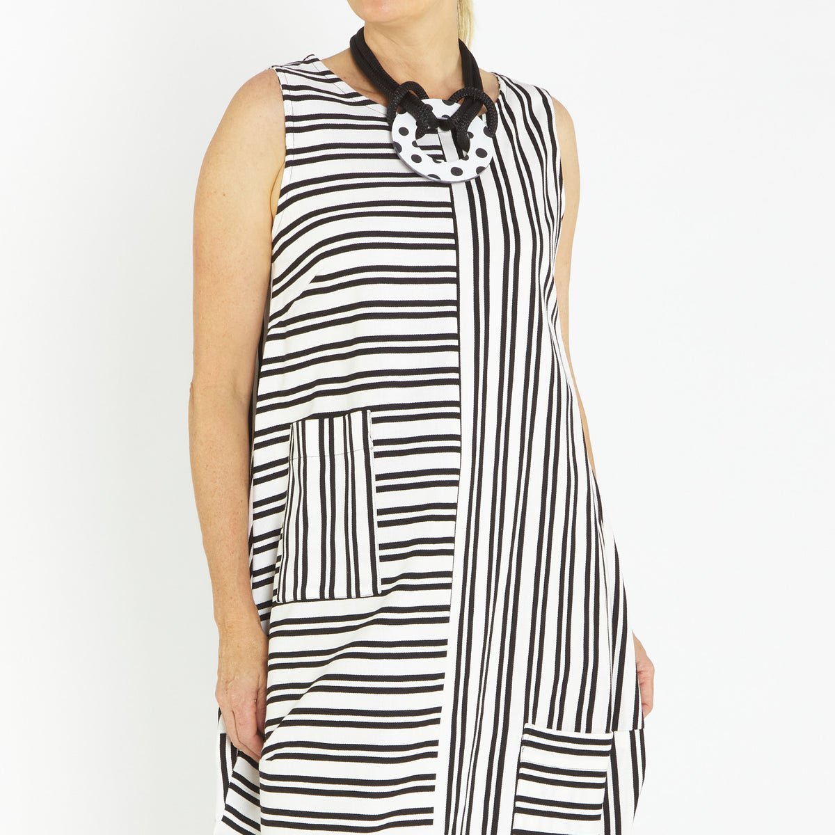 Bop Ivory Black Stripe Dress