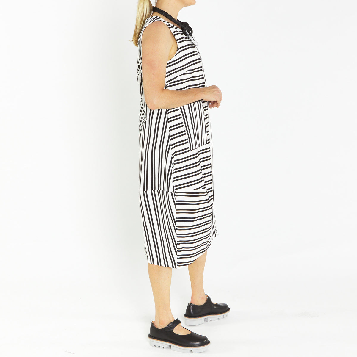 Bop Ivory Black Stripe Dress