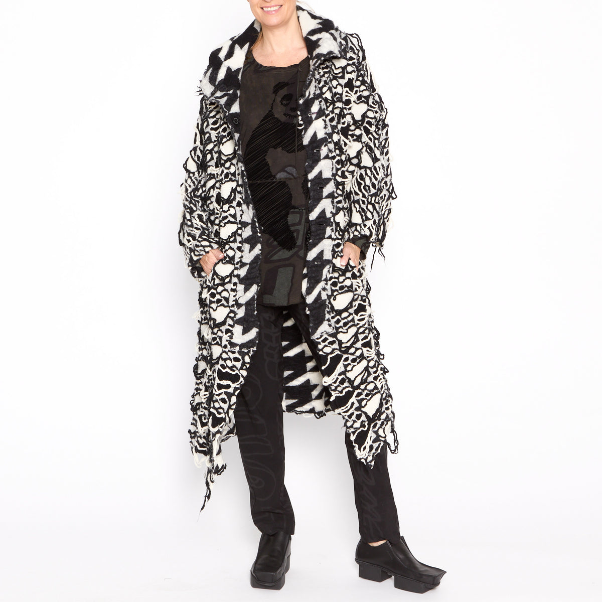 Houndstooth Droop Coat