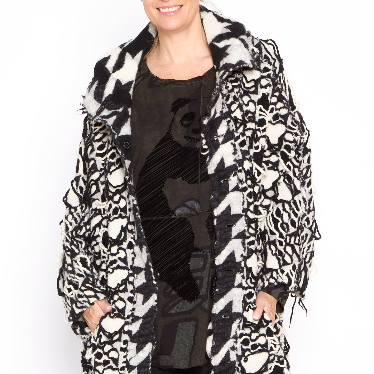 Houndstooth Droop Coat