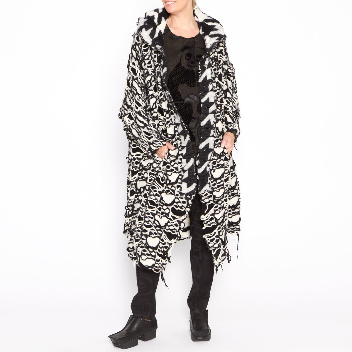 Houndstooth Droop Coat