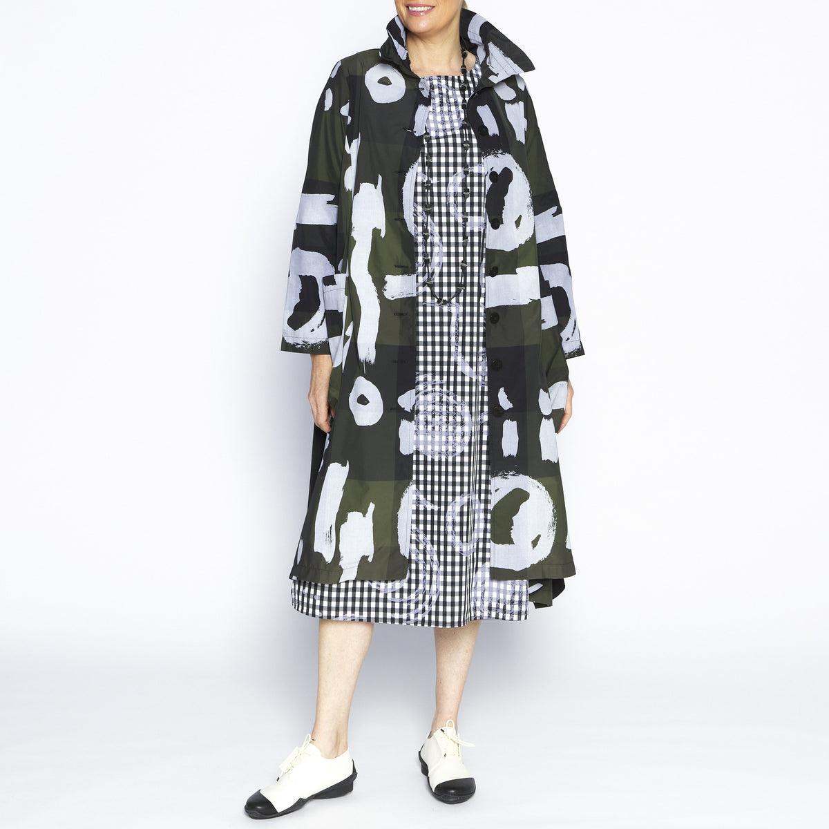 Ellen Khaki Taffeta Coat