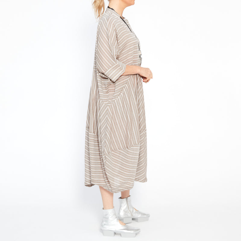 MU241014 Shirtdress in Beige Stripe