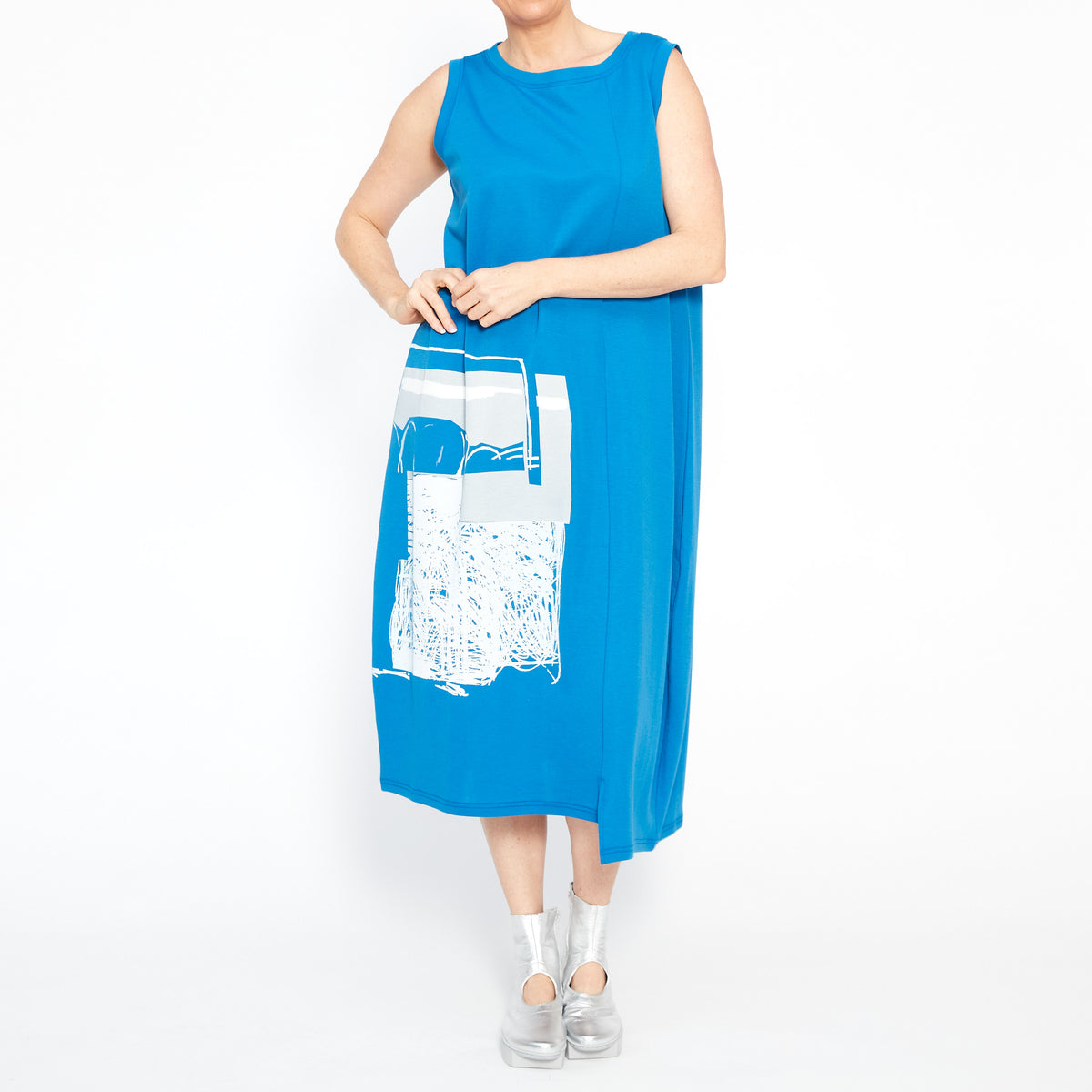 MU241034 Scribble Dress in Blue