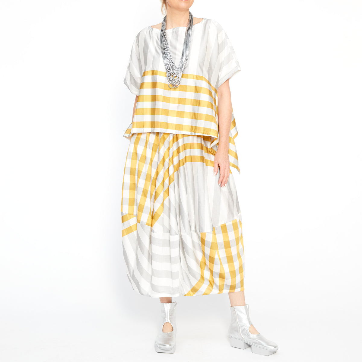 MU241622 Gridded Skirt in Lemon