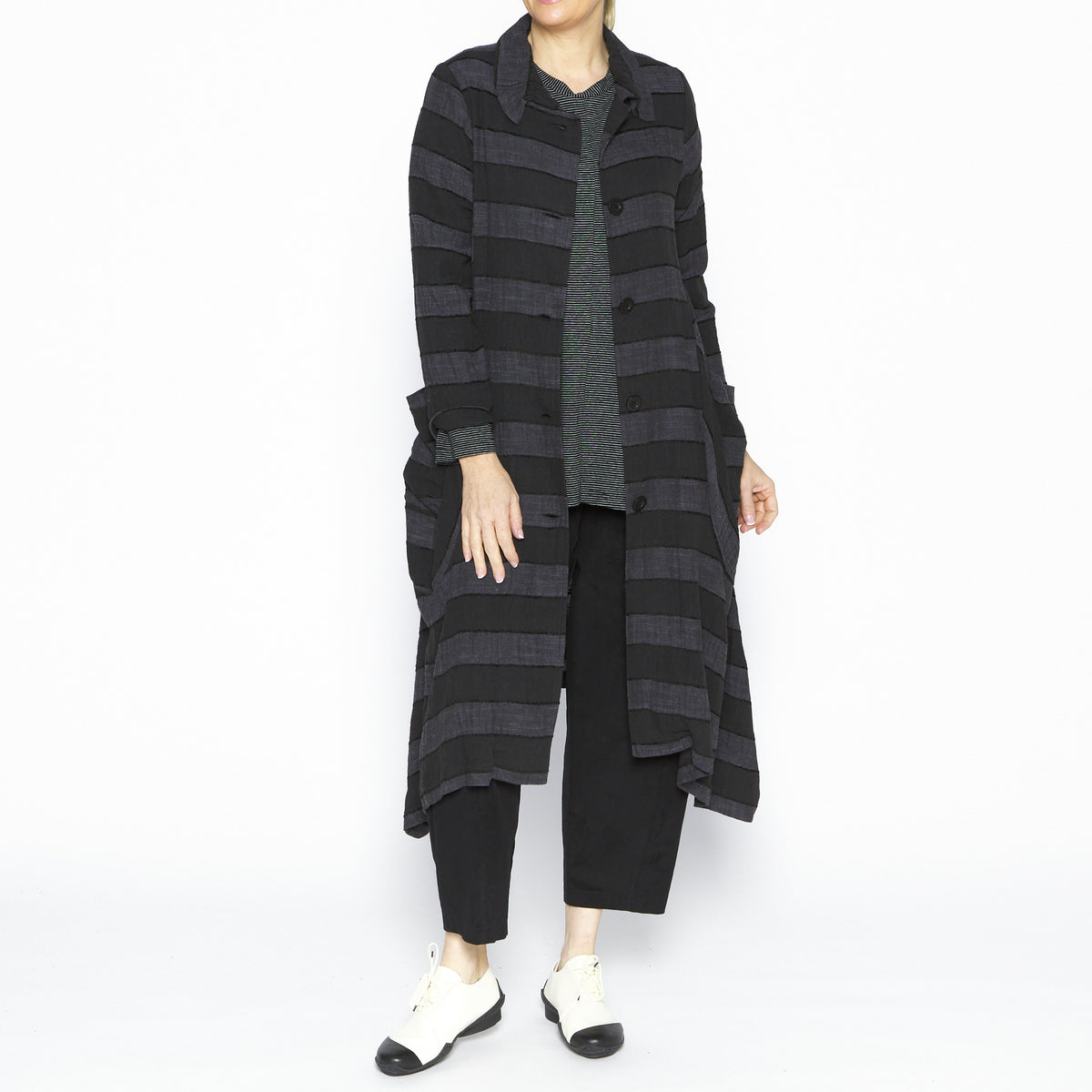 Ellen Striped Linen Coat