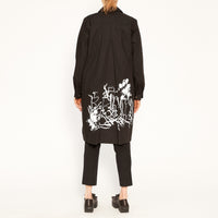 Angie Black Shirt with Abstract White Print