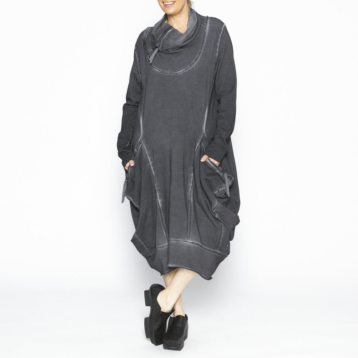 Quarter Zip Tunic in Antracit