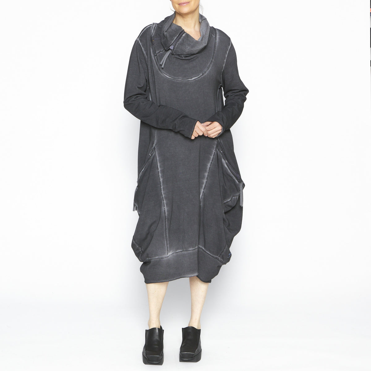 Quarter Zip Tunic in Antracit
