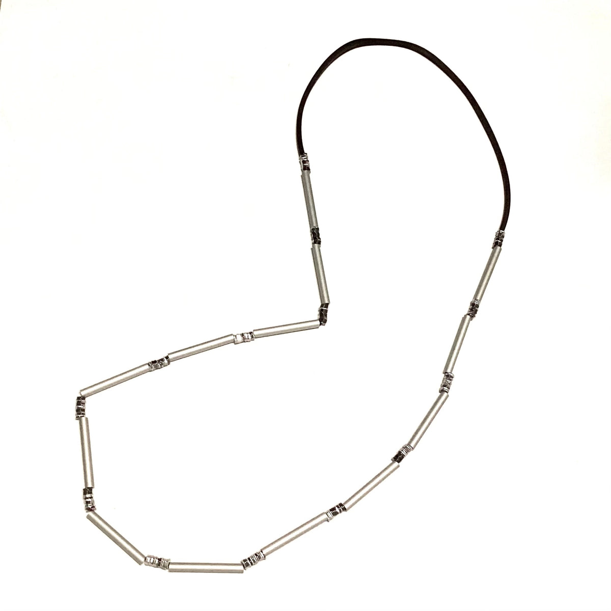 CB545 - Industrial Spring Long Necklace, Silver