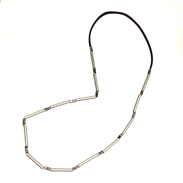 CB545 - Industrial Spring Long Necklace, Silver
