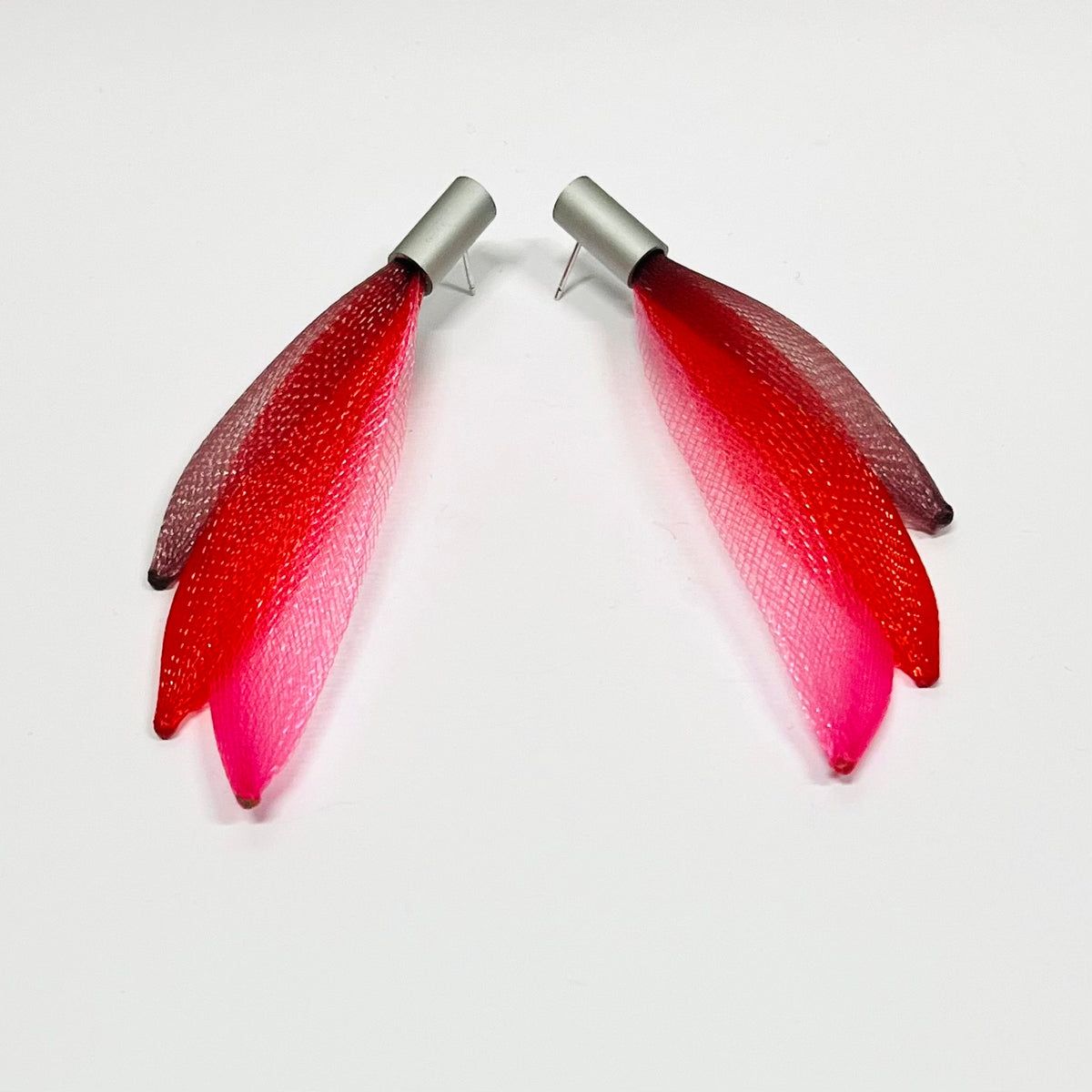 CB-609 - Fuchsia Red Mix Mesh Earrings