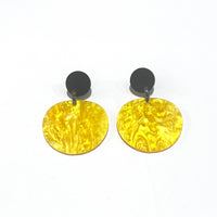 CB256 Black with Yellow Marble Drop Earrings
