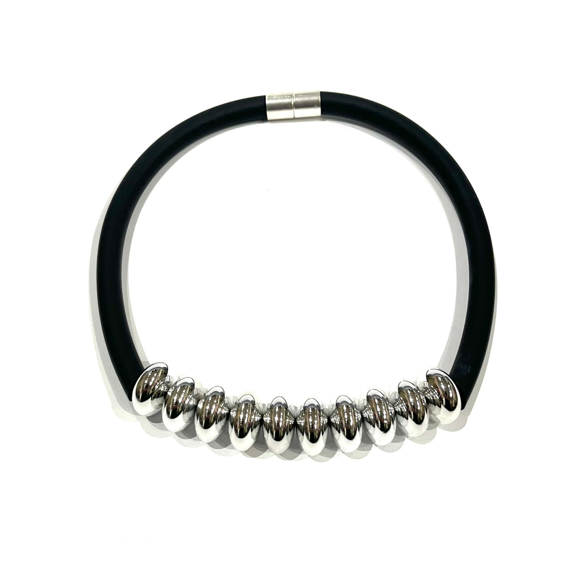 CB621 Black with Silver Short Necklace