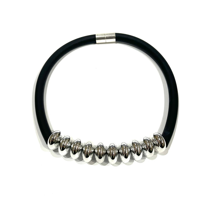 CB621 Black with Silver Short Necklace